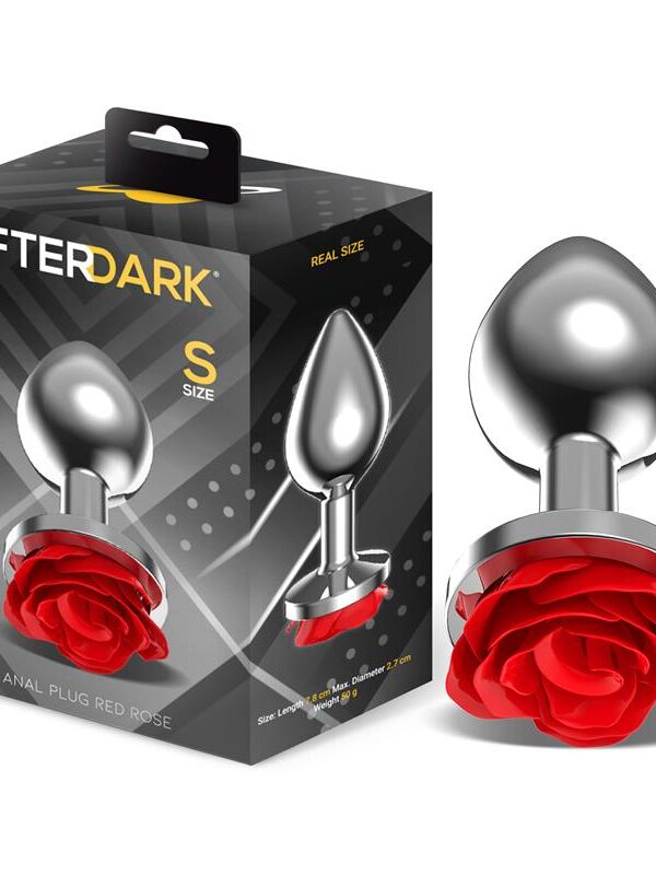 Plug Anal de Metal con Rosa Roja en la Base Talla S