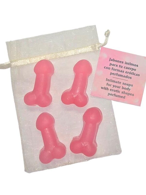 Set de 4 Mini Jabones con Forma de Pene Rosa Aromatizados