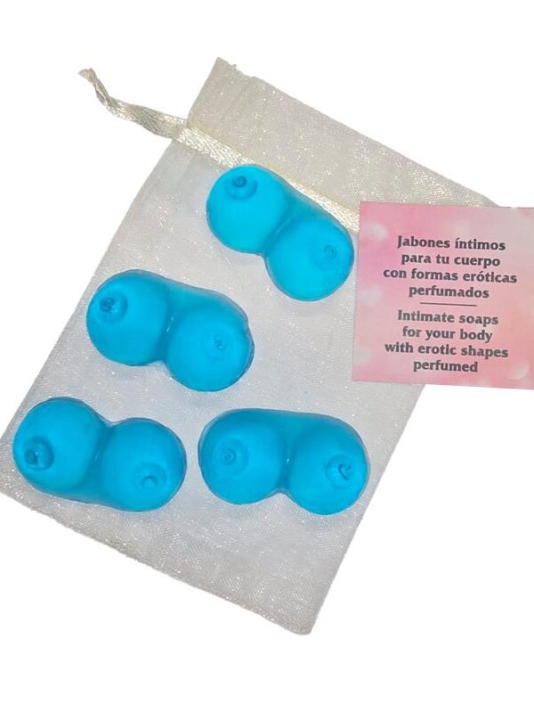 Set de 4 Mini Jabones en forma de Tetas Azules Aromatizados