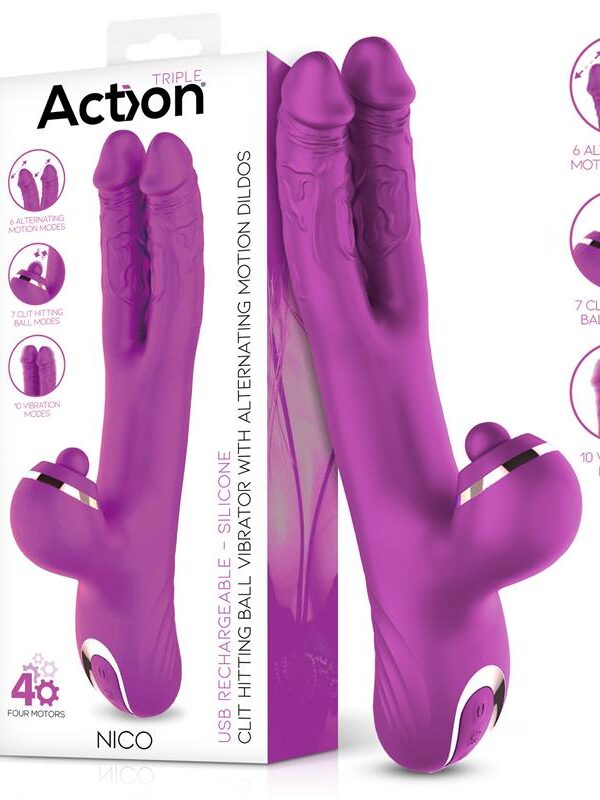 Nico Vibrador con Dildos Alternantes y Bola Percutora 4 Motores