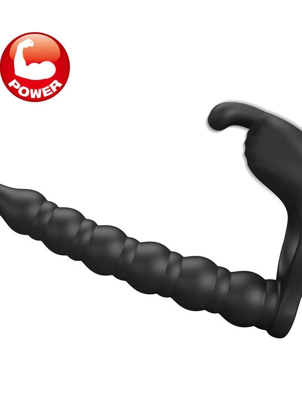 Blackney Anillo Vibrador con Plug Silicona Negro