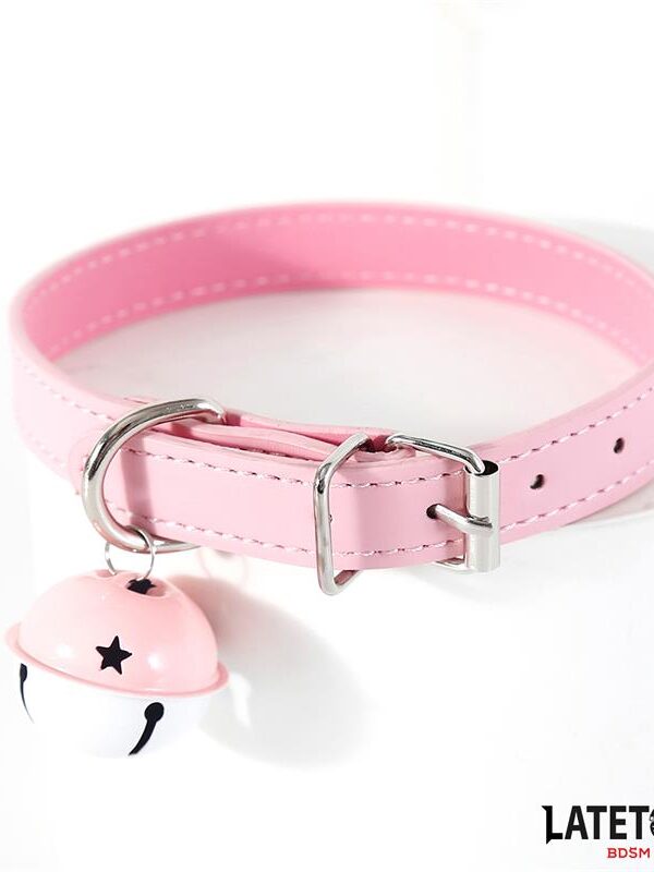 Collar con Cascabel Ajustable Rosa