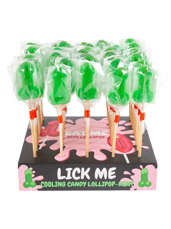 Display 40 Piruletas Pene Menta Efecto Frío