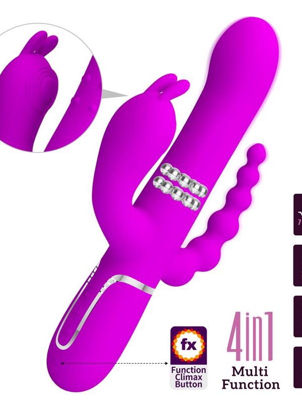 Cammy 4 in 1 Vibrador con Bolas Rotadoras y Cadena Anal