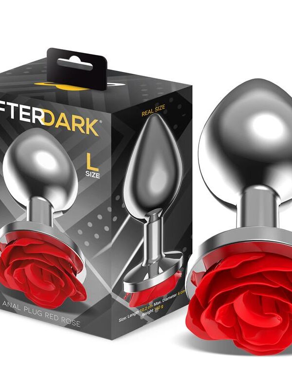 Plug Anal de Metal con Rosa Roja en la Base Talla L