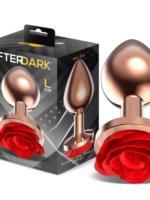 Rose Plug Anal Oro Rosa Base de Rosa Roja Talla L