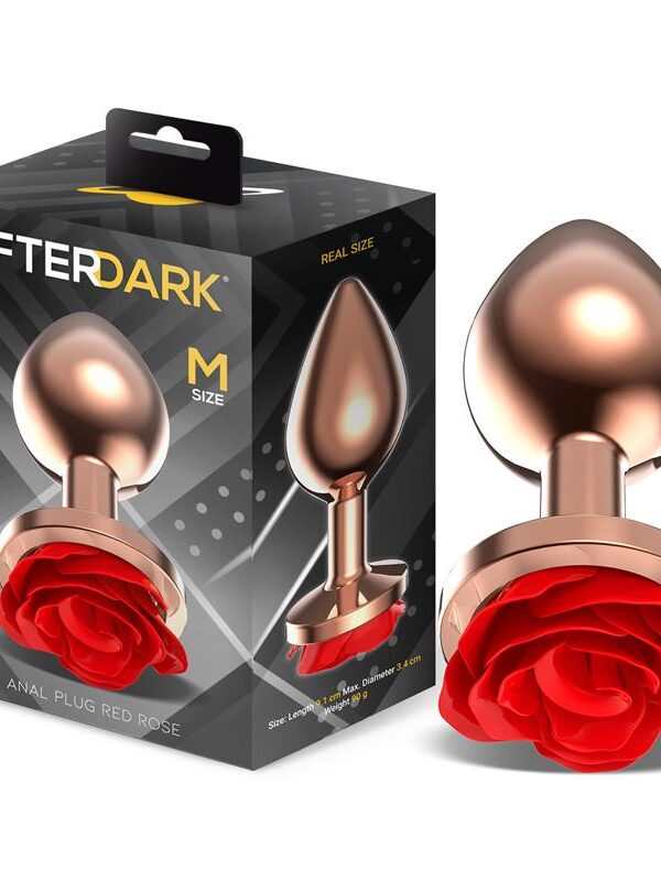 Rose Plug Anal Oro Rosa con Rosa Roja en la Base Talla M
