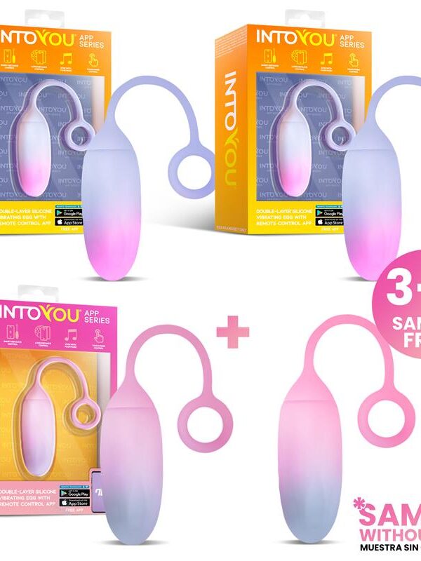 Pack 3+1 Huevo Vibrador Silicona Doble Capa con APP